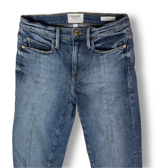 Frame Le Nouveau Straight Jeans Split Hem Medium Wash Sz 25  250 - Picture 3 of 13